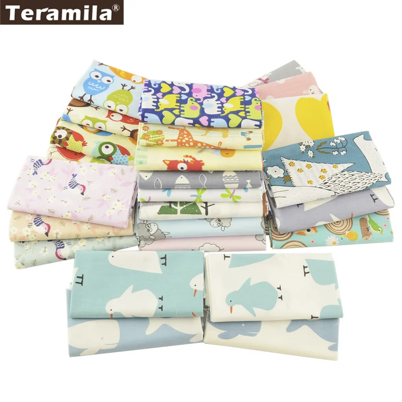Teramila Cotton Fabric 25 Designs Animial Cartoon Patchwork Quilting Charm Packs Meter Home Textile Clothing Bedding|charm packs|quilting charm