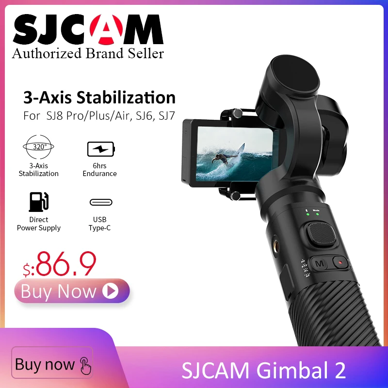 Новый Ручной Стабилизатор SJCAM 3 осевой стабилизатор Bluetooth Тип управления C SJ GIMBAL 2
