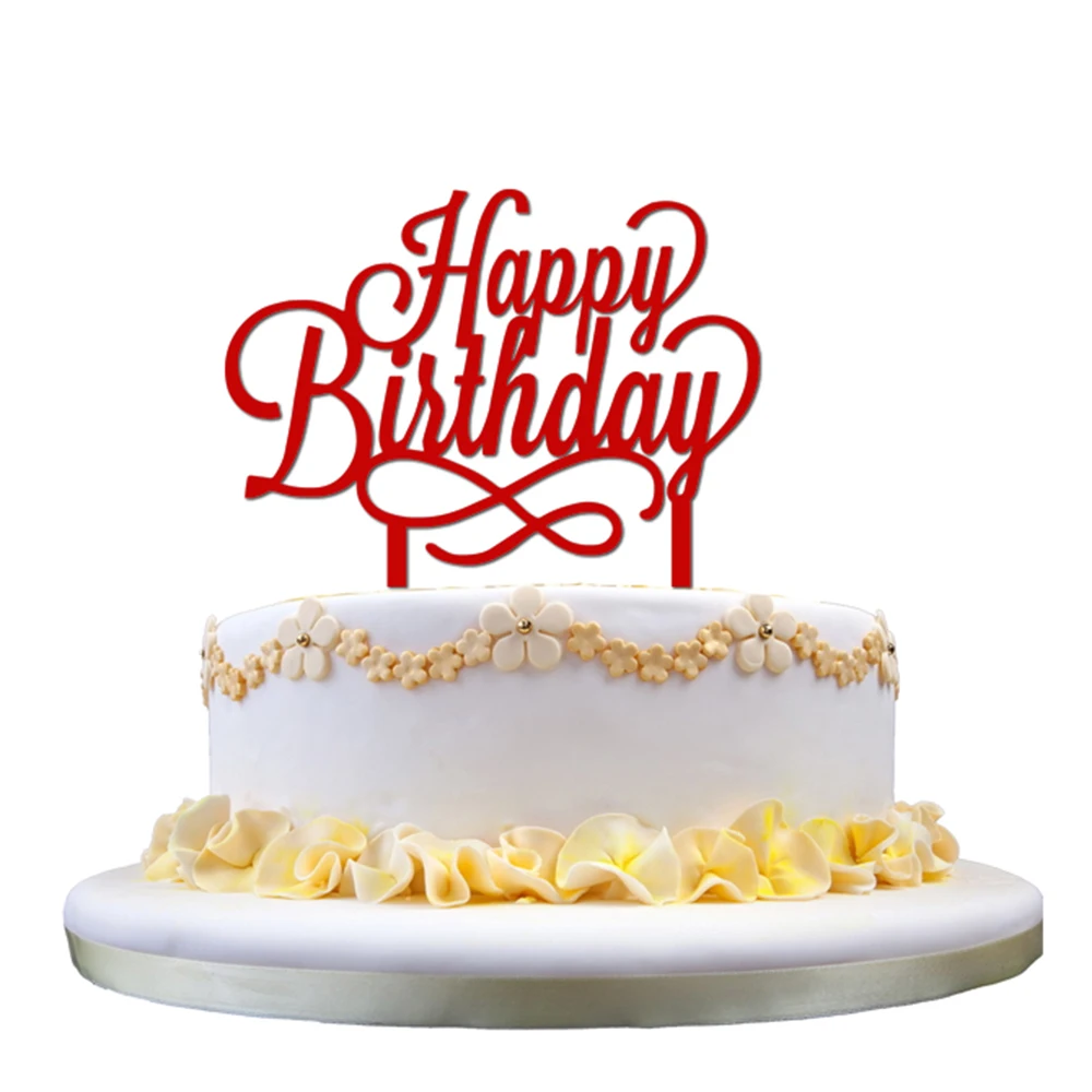 1 Pcs Letter Happy Birthday Acrylic Cake Topper Glitter Stand Wedding Party Decoration | Дом и сад