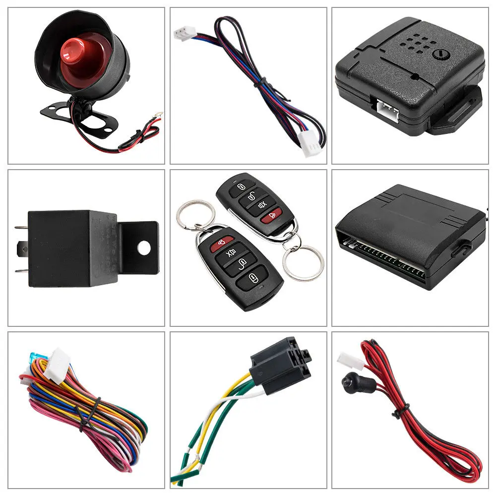 12V автомобильные охранные Системы Сигнализация Противоугонная система центрального замка+ шок Сенсор+ 2 Пульт дистанционного управления