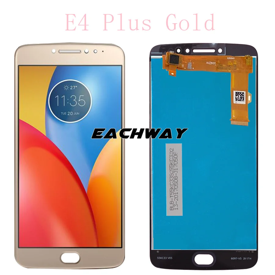E4 Plus Gold Для Motorola Moto E4 ЖК-дисплей E4 плюс Дисплей кодирующий преобразователь сенсорного экрана в сборе XT1766 XT1763 XT1770 XT1771 XT1772 XT1773 Дисплей - Цвет: E4 Plus Gold