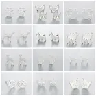 Серьги-гвоздики Kinitial в виде милых животных, сердца, собаки, птицы, лапы, звезды для женщин и девушек, минималистичные украшения для ушей, аксессуары, подарки