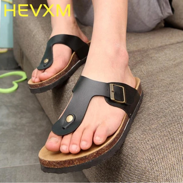 Hevxm/Новые Летние босоножки Для мужчин модные Тапочки на корковой подошве пляжные