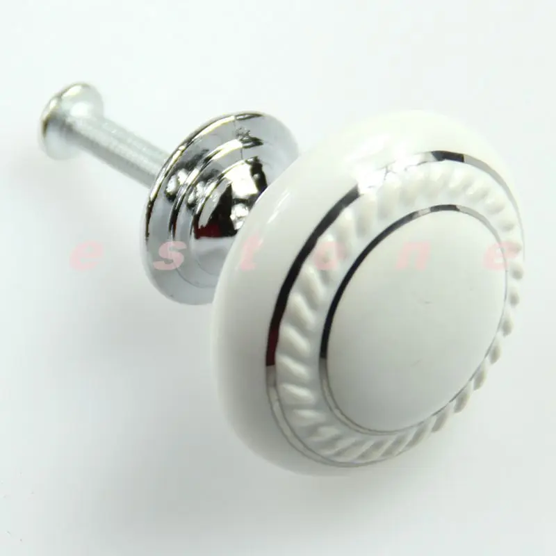 3pcs/lot White Ceramic Crystal Glass Door Knob Drawer Cabinet Kitchen Wardrobe Handle | Обустройство дома
