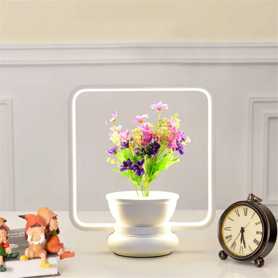 nordic teenage Artificial flower led table lamp for living room cafe romantic home deco bedroom modern creative light | Лампы и