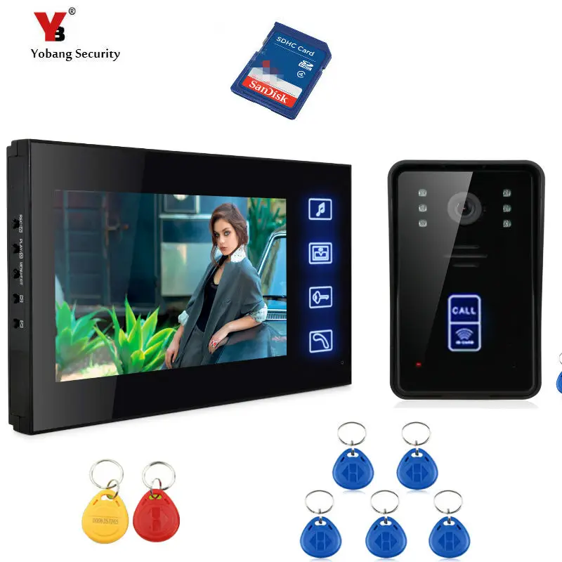 Проводной видеодомофон Yobang Security 7 дюймовый дверной звонок с функцией записи