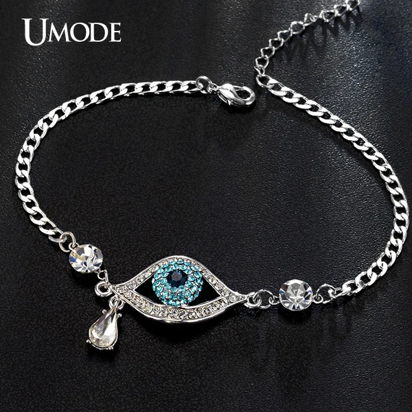 Umode сглаза многоцветные австрийский Rhinestnes капли воды Pulseiras браслеты женщин белый