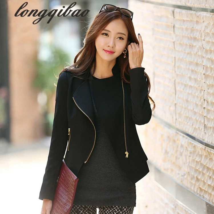 Женская короткая куртка в Корейском стиле с длинным рукавом и воротником