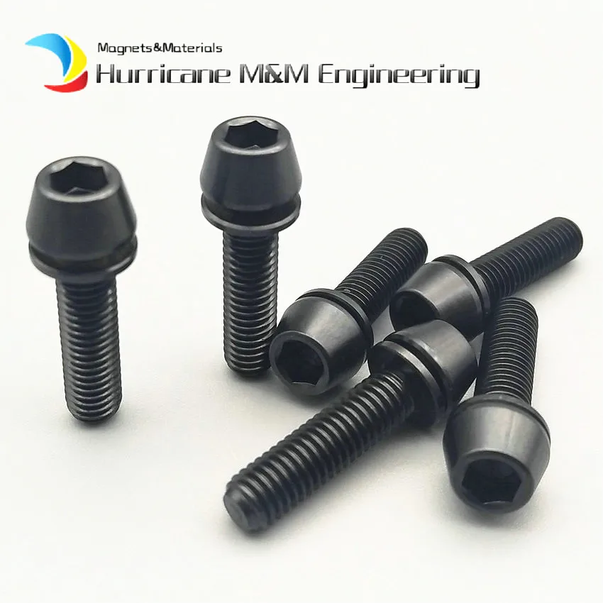 Титановые болты, винты, шток, тормоза M5 X 16 мм, M5* 18, M5x20, выделяют черный цвет, конусная головка с креплением Ti, 4 шт