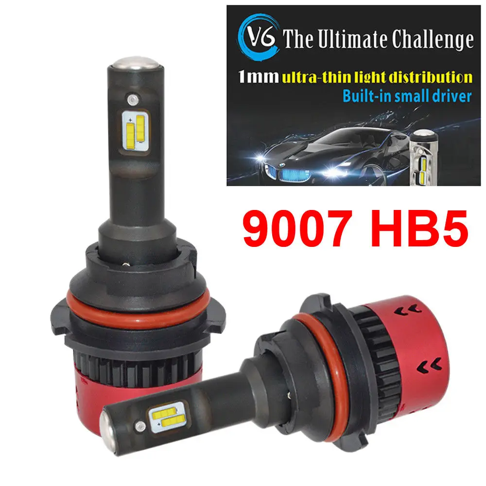

Супер яркая турбо 100 Вт 9007 HB5 9600LM V6 светодиодная фара Тонкий комплект преобразования под принудительный автомобильный класс флип-чипы 2 года ...