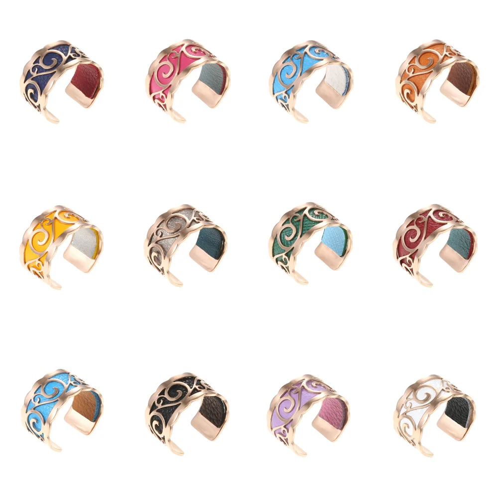 Cremo кольцо из нержавеющей стали Bijoux Регулируемый Bague Femme Argent Реверсивные Сменные жоржет кожаные кольца Mujer