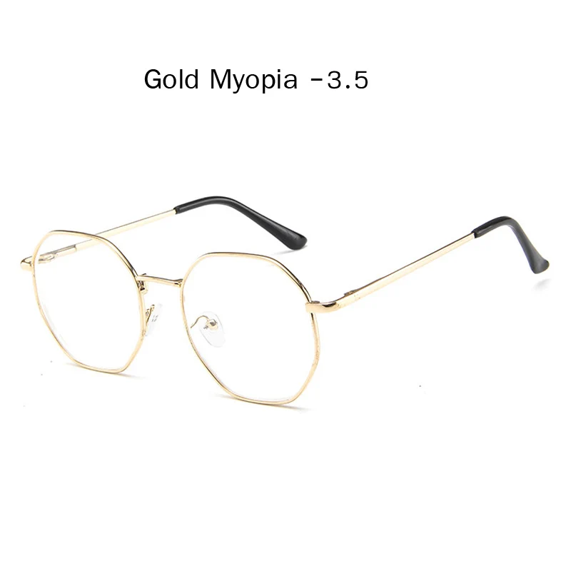 gold myopia 3.5 Zilead, полигонные металлические очки для близорукости, для женщин и мужчин, прозрачные близорукие очки, очки для дальнозоркости с Diopter-1.0to-4.0 - Цвет оправы: gold myopia 3.5