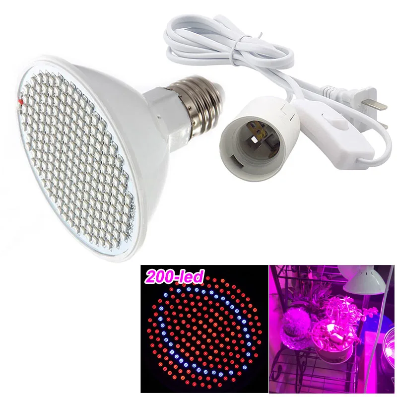200 Светодиодные лампы для выращивания растений адаптер кабеля питания