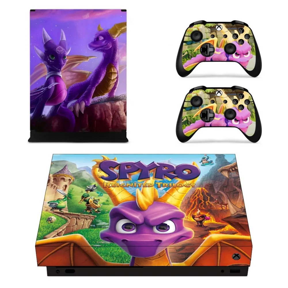 Полный набор лицевых панелей наклейки Spyro Дракон для Xbox One X консоль и два