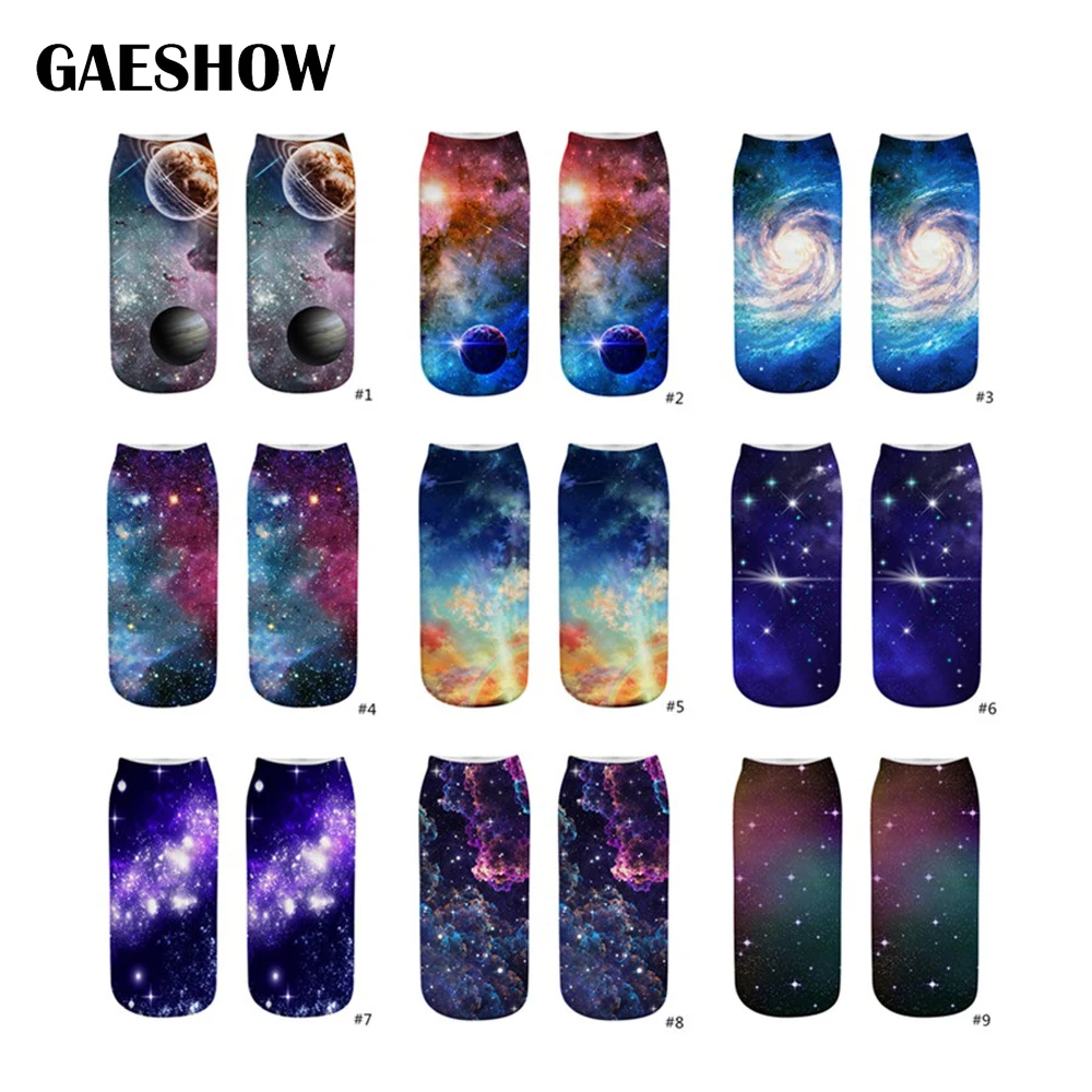 Gaeshow Новый 3D печати лодыжки осень-зима Для женщин носки Звездное Луны небо