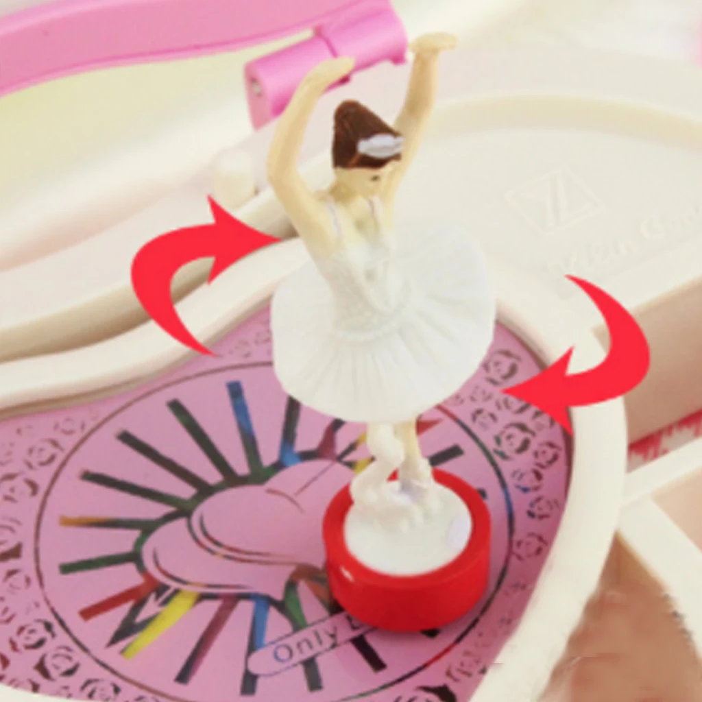 Музыкальная шкатулка в форме сердца для танцев балерины пластиковая украшений