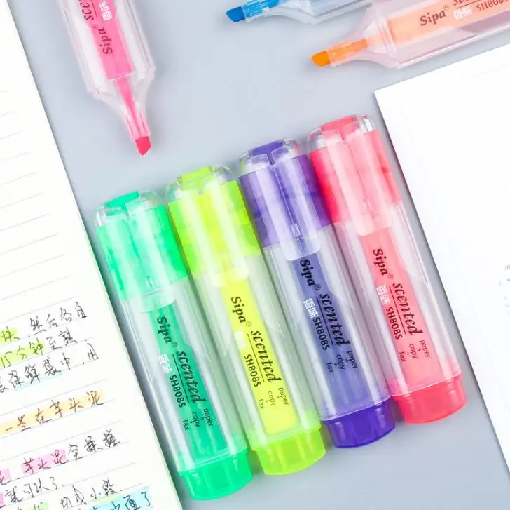 7 Pcs/set Cute Candy Color Fluorescent Highlighter Marker Pen Scented Pens for Stationery School Supplies | Канцтовары для офиса и