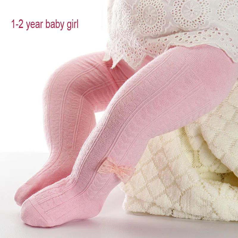 2 pink 1-2y От 0 до 2 лет колготки для малышей хлопковые колготки для новорожденных девочек и мальчиков детские колготки с кружевным бантом, Meisje, колготки для малышей, колготки, чулки Strumpfhose - Цвет: 2 pink 1-2y