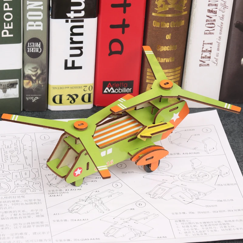 Монтессори DIY деревянная головоломка 3d модель самолета собранные Ранние