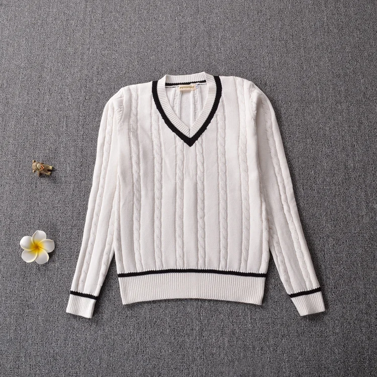 Женский зимний свитер в британском стиле преппи с V-образным вырезом униформа JK
