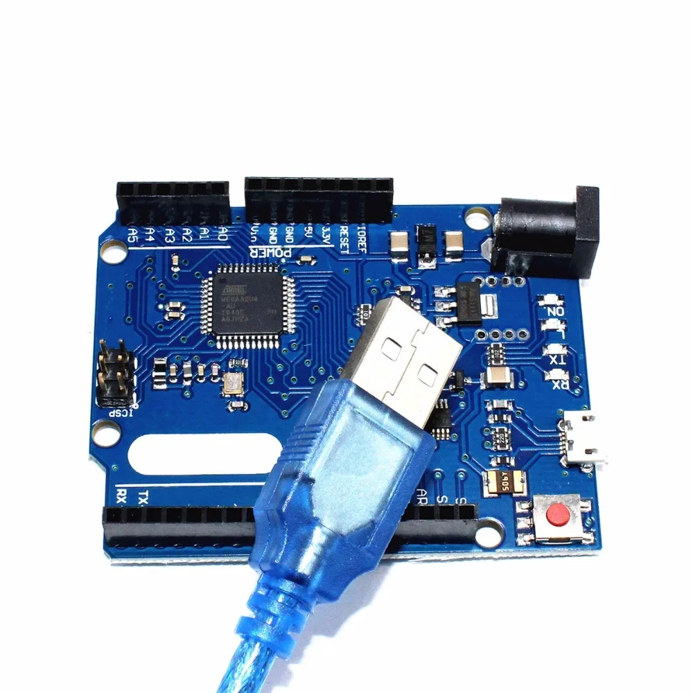 Макетная плата Leonardo R3 с микроконтроллером Atmega32u4 макетная USB кабелем совместимая