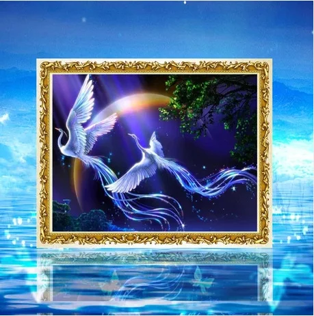 

Kit for Needlework,DIY Cross stitch, Embroidery kit,night love fairy bird peacock print pattern Cross-Stitch animal painting