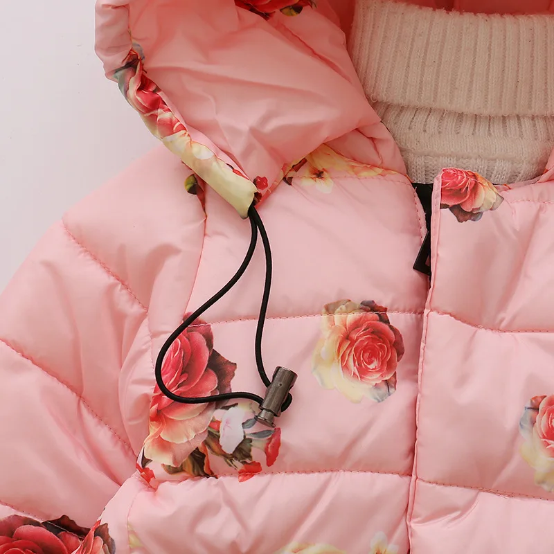 Baby Girls Jacket 2018 Autumn Winter Jacker For Toddler 1-4Y Kids Warm Floral Hooded Children Outerwear Coat Clothes | Детская одежда и