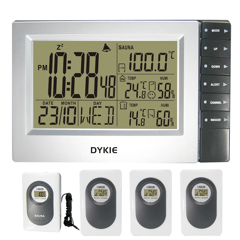 DYKIE Погодная станция настольные часы крытый и открытый гигрометр сауна