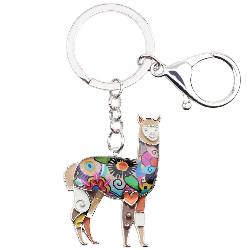 WEVENI эмалированный сплав южноамериканский цветочный козий альпака Брелки для