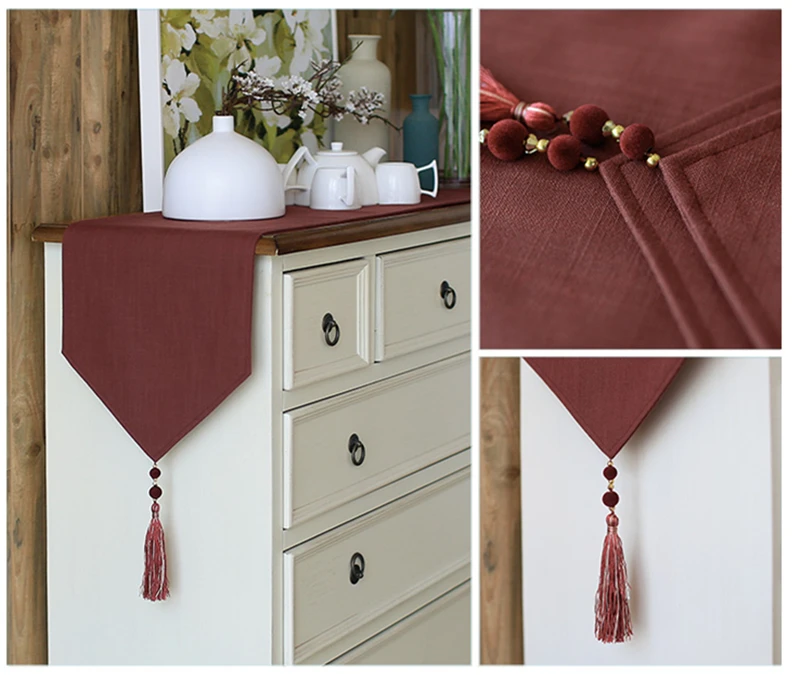 Wine red 6 однотонных цветов, современный простой стиль, Настольная дорожка, мягкий и высококачественный шкафчик для кофе, покрытие, скатерть для отеля и свадебного декора - Цвет: Wine red