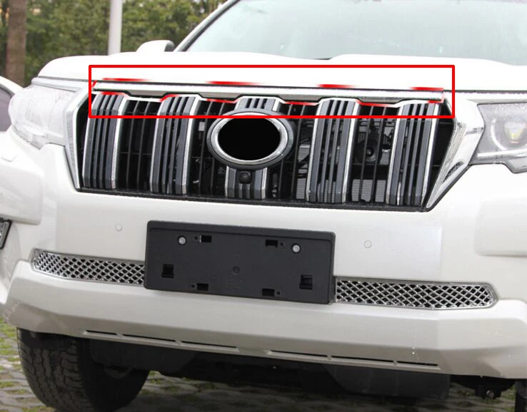 

For Toyota Land Cruiser Prado FJ150 2018 ABS Front Upper Middle Grill Grille Cover Strip Molding Trim Car styling accessories