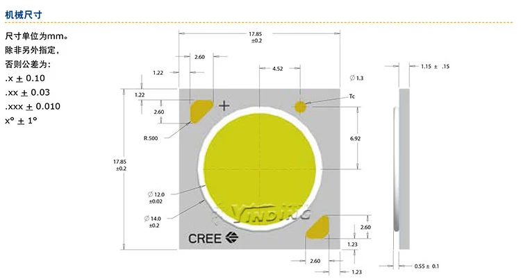 

1pcs Cree XLamp CXA 1816 COB 37V Cold White 6000-6500K 35W Hight Power LED Emitter Blub Lamp Light LED Heatsink