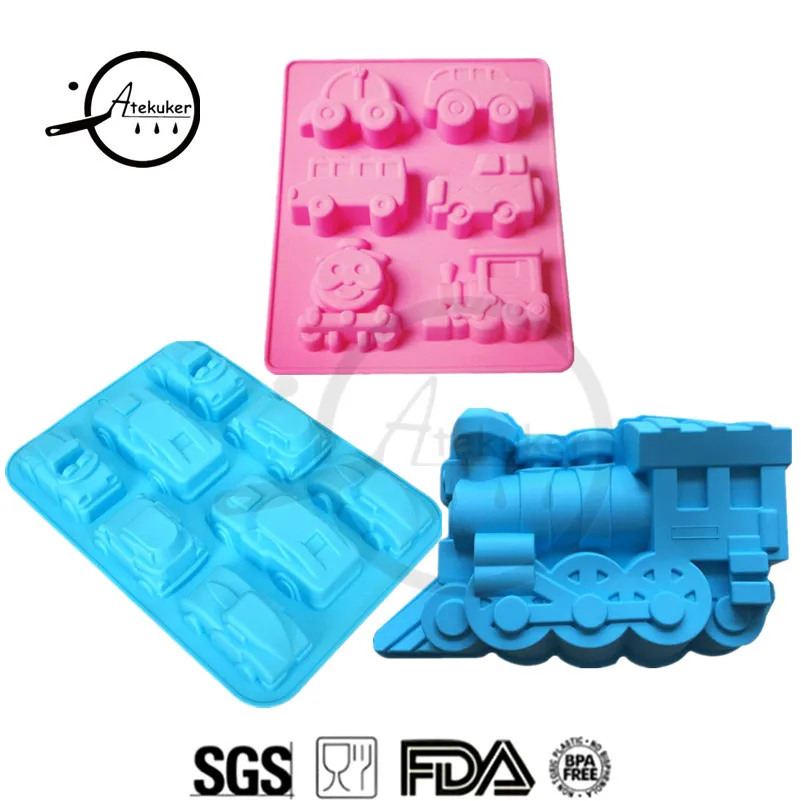 Atekuker 3Pcs/set Pig Bear Lion Frog Dog Cat Elephant Hippo Shape Silicone Mold For Baking Cake Form Silicone Form For Soap Ice