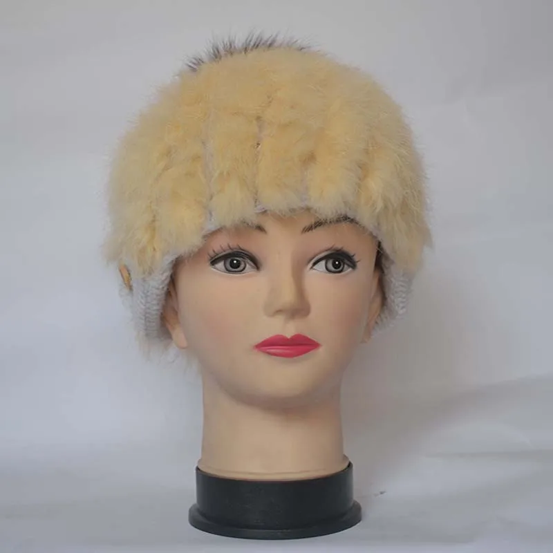 

Autumn and winter hot fur hat rabbit fur knit hat knitted earmuffs hat