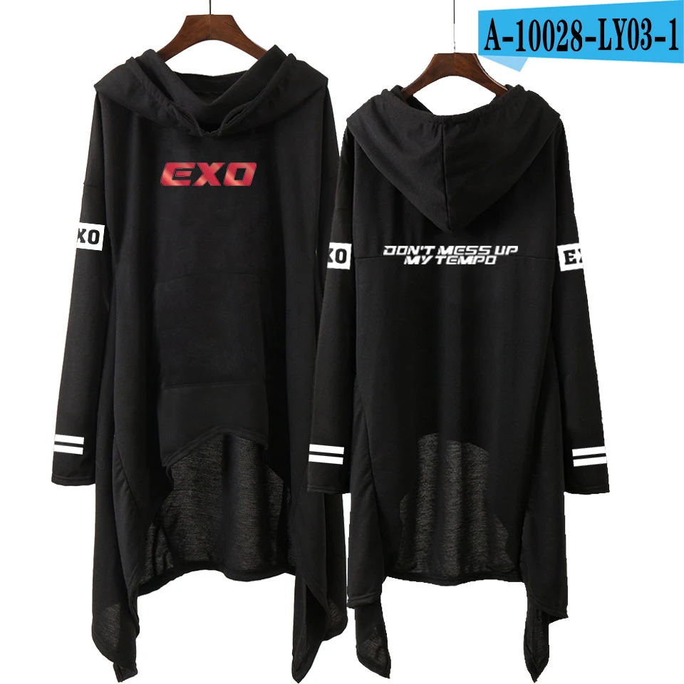 A10028 Kpop EXO Новая мода корейский EXO DO LAY SE HUN KAI SING FOR YOU EXO толстовки длинная юбка женские толстовки Harajuku Пуловеры для девочек - Цвет: A10028