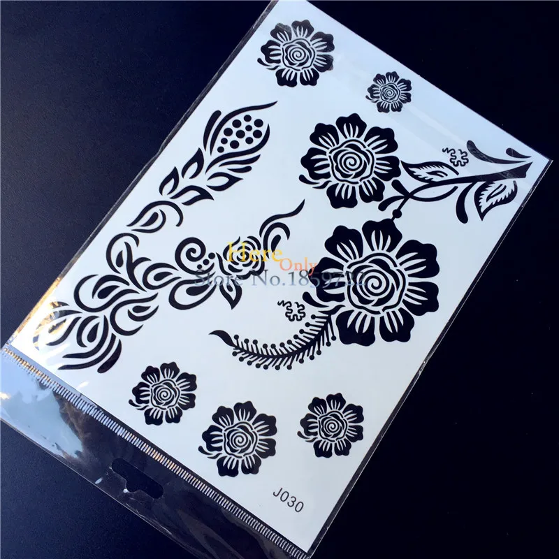 

1PC Popular Black Ink Flash Temporary Tattoo Sexy Women Henna Plum Flower Design Body Decals Water Transfer Tattoo Sticker HBJ30
