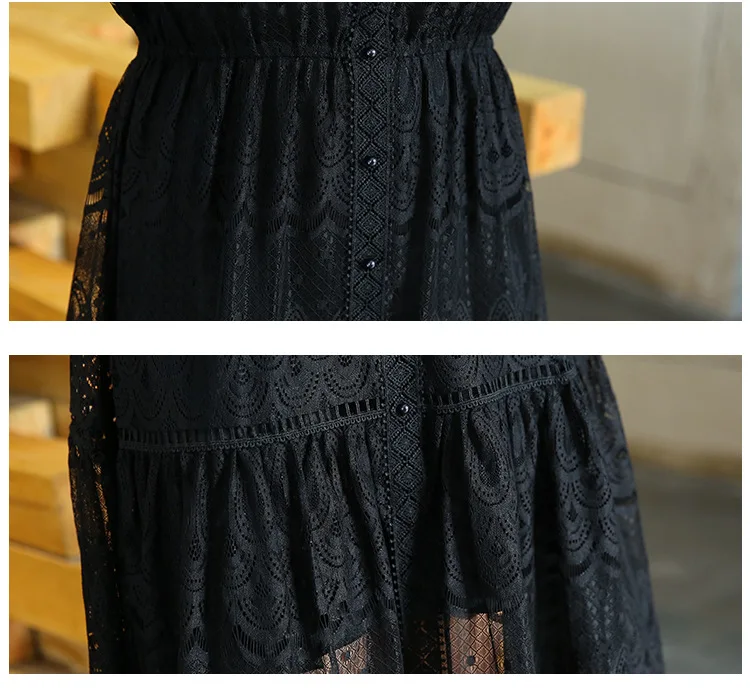 XL-4XL, корейский стиль, элегантное кружевное платье размера плюс, комплект из 2 предметов, платье, женские вечерние платья, Черное длинное платье, большие размеры, летние платья