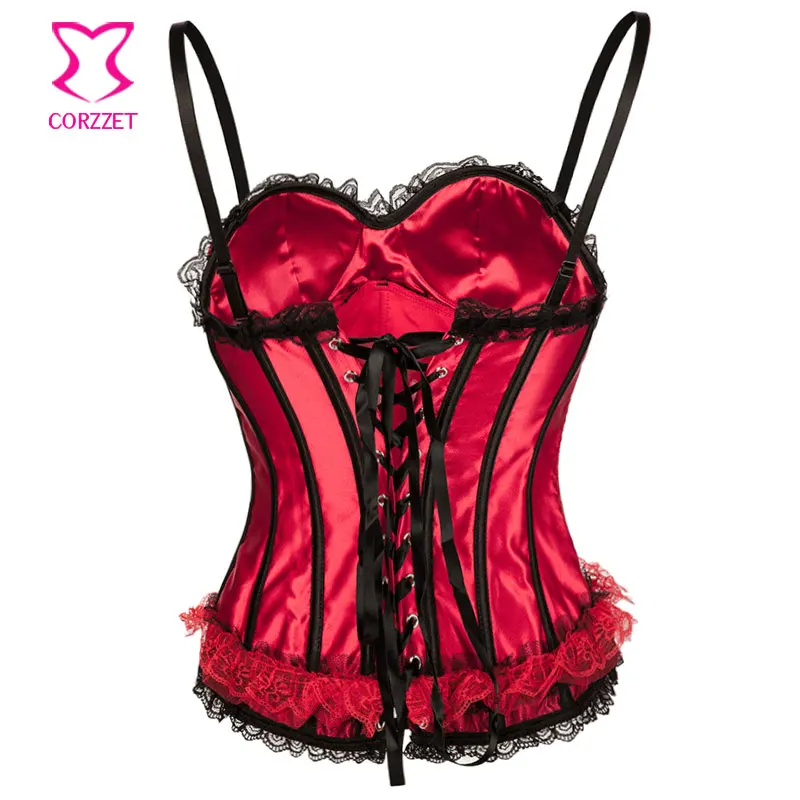 Женский готический корсет красный/черный с бантом на бретелях пуш ап корсеты и