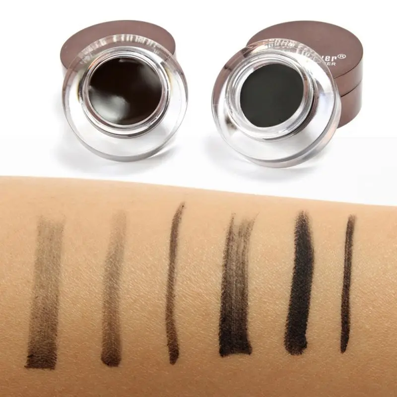 Прибытие длительный коричневый/черный гель подводка для глаз + черный порошок