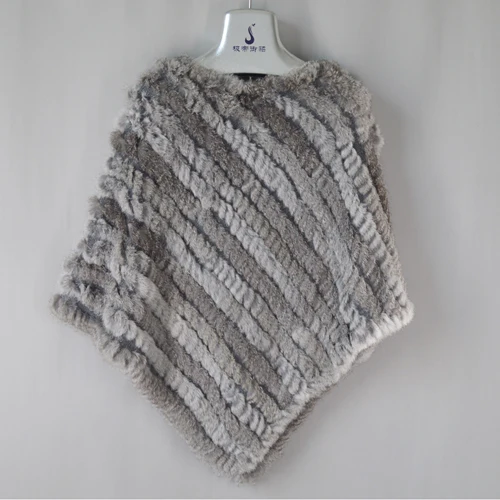 natural gray Новинка, женские шарфы-пончо из натурального кроличьего меха, зимний женский меховой Палантин из натурального кроличьего меха - Цвет: natural gray
