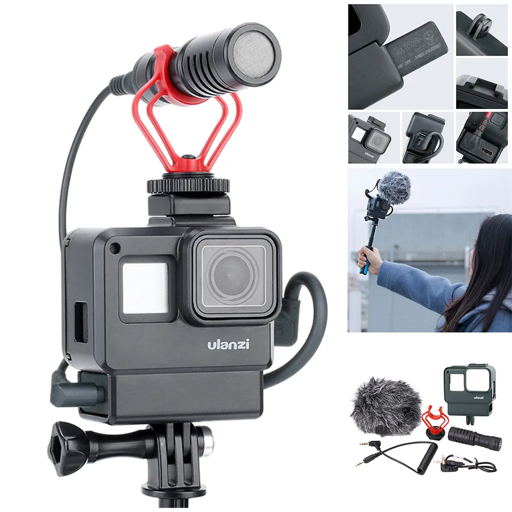 Ulanzi видеоблоге Frame чехол Корпус оболочка для GoPro Hero 7 Холодный башмак для микрофона для GoPro 5 6 7 аксессуары