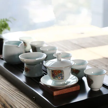 Чайный сервиз из белого фарфора чайный GaiWan Dehua домашний чайник с ручной росписью