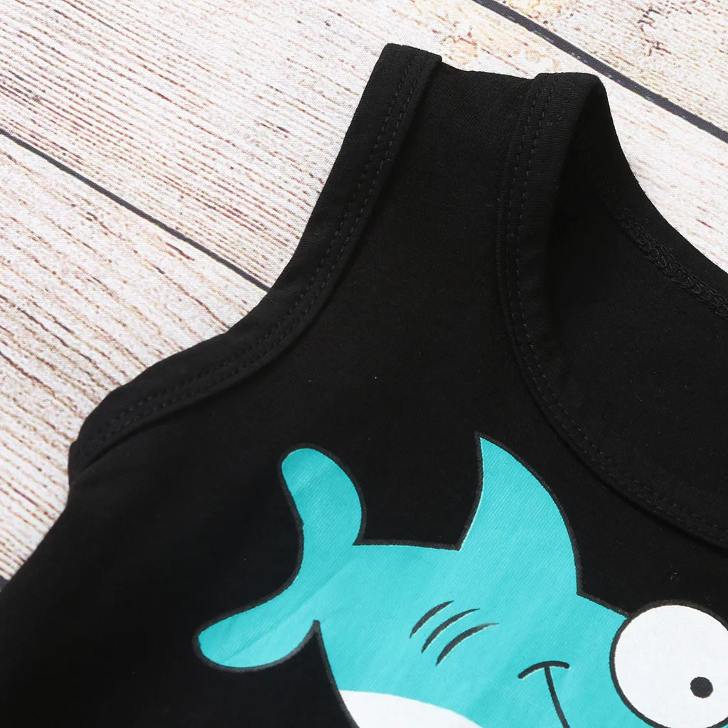 Toddler Boy Clothes Set Child Infant Cartoon Shark Letter Printed Vest Tops+Shorts Children Clothing For Boys 1 2 3 4 Years | Детская