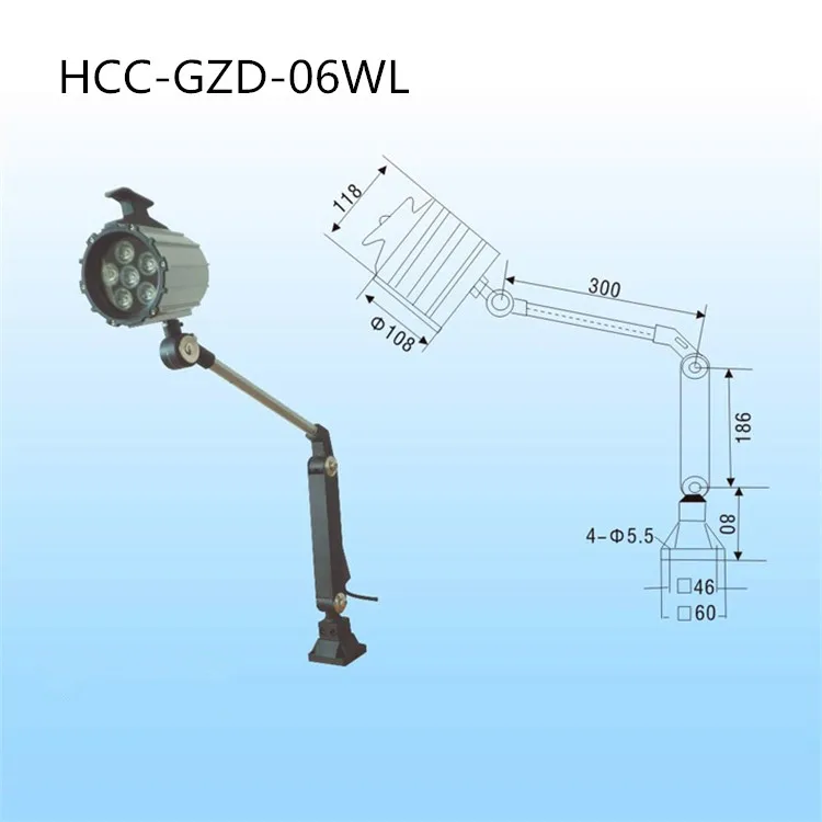 6W 110V/220V led Machine working lamp High power LED aluminum long arm light operation light, low temperature FlodableCNC  light