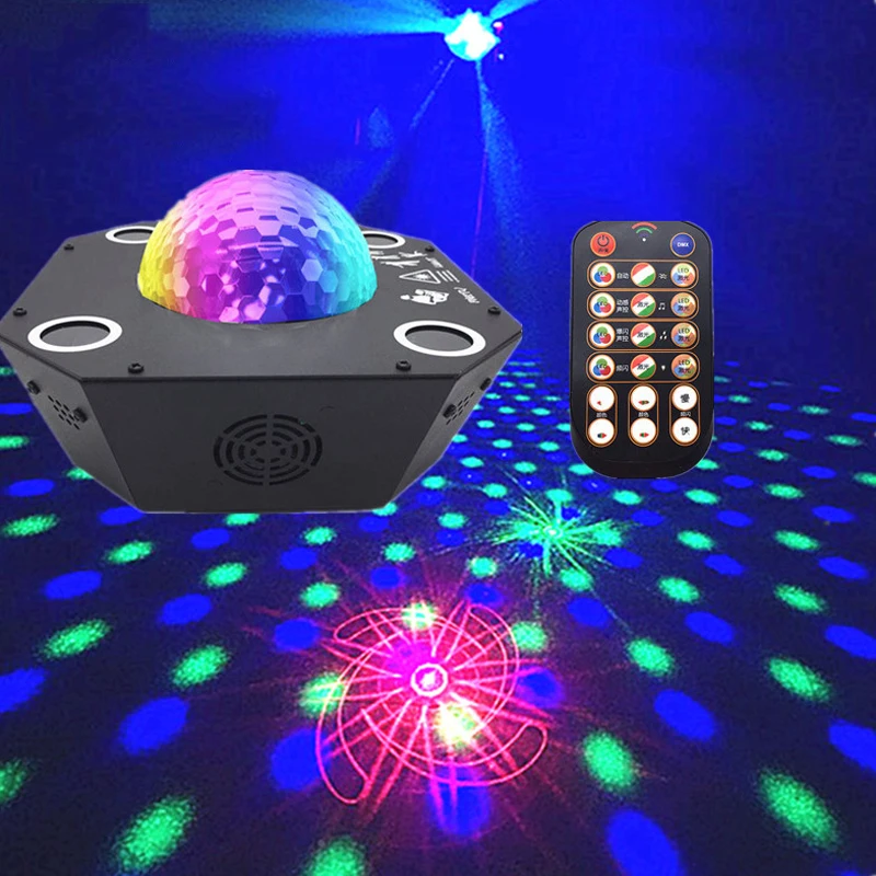 2X лазерный луч Gobo проектор Красный Зеленый лазер DJ RGB LED магический диско шар 120 в 1