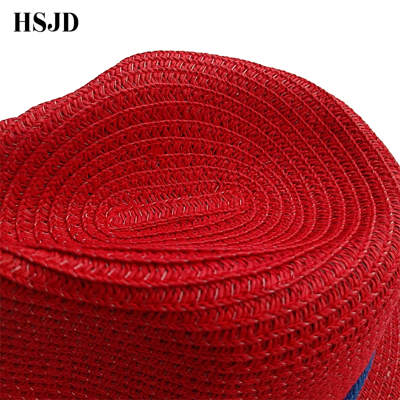 Женская летняя соломенная шляпа Sombreros классическая красная соломенный джазовая