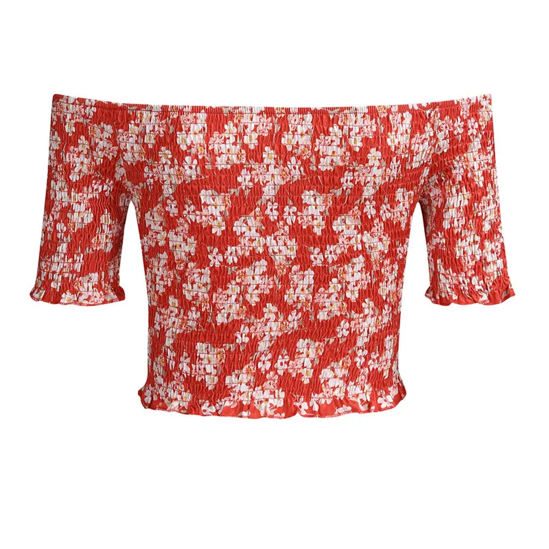 IUURANUS Fashion Bohemia Summer Blouse Off Shoulder Short Sleeve Floral Printing Bandage Backless Beach | Женская одежда