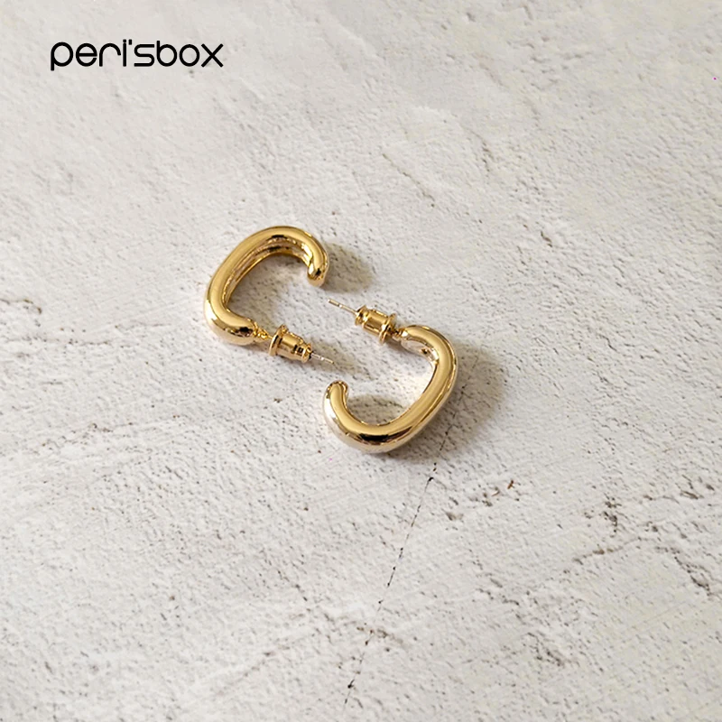 Peri'sBox высокое качество Металлические золотые серьги с половиной обруча для женщин шикарные маленькие плотные Серьги обручи Простые повседневные серьги