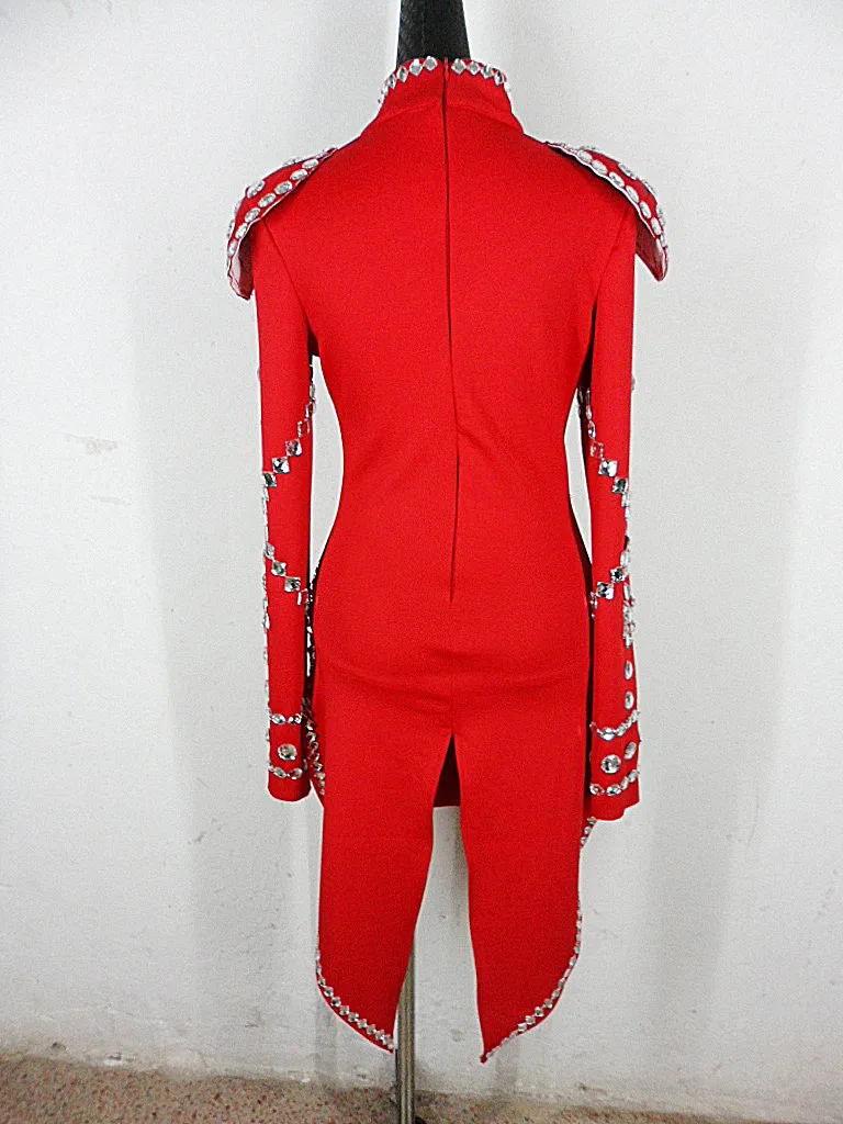 Green Seaweed Rhinestones Stretch Skinny Women Jumpsuits Nightclub Sexy Dance Costumes Bodycon Leotard Stage Performance Wear