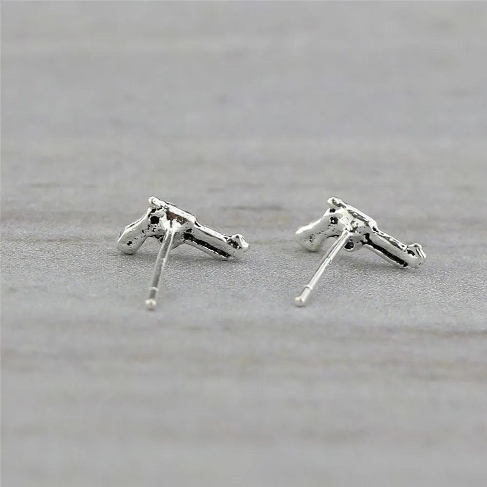 

Flyleaf Original 100% 925 Sterling Silver Jewelry Vintage Pistol Shape Stud Earrings For Women Do The Old Style Girl Earings